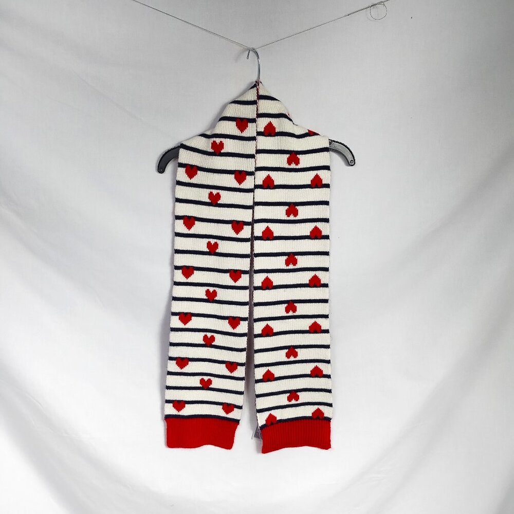 GAP Kids Girl's Winter Red and White Heart-Patterned Scarf - Picture 1 of 5